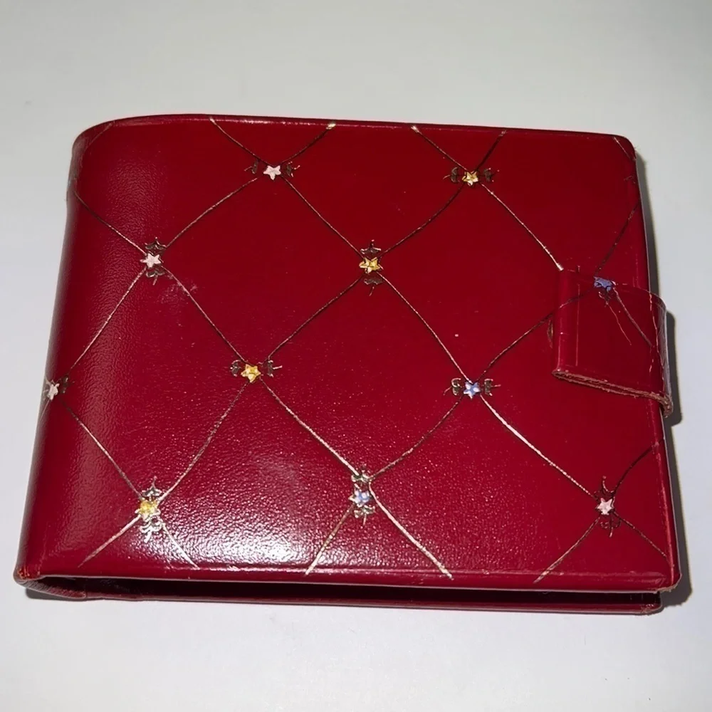 Vintage Red Leather Bifold Snap Wallet